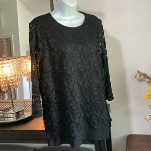 J. Jill Black Embellished 3/4 Sleeve Blouse